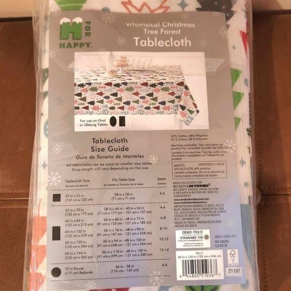 Whimsical Christmas Tree Forest Tablecloth & Napkin Set - NEW! - Picture 2 of 5